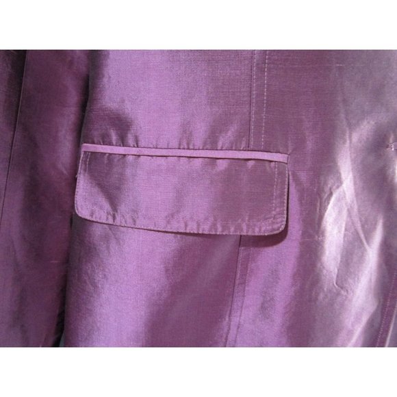 Mulberry Purple Silk Shantung Duster Coat Lined Three Button 16 Allison Taylor E - Picture 9 of 16